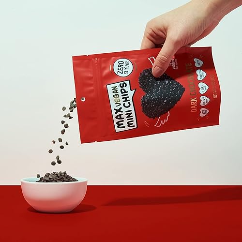 Miniatura 6 de Max Sweets - Mini chispas de chocolate veganas - Deliciosos dulces sin azúcar, ideales para dietas cetogénicas, sin gluten, diabéticos, bajas en