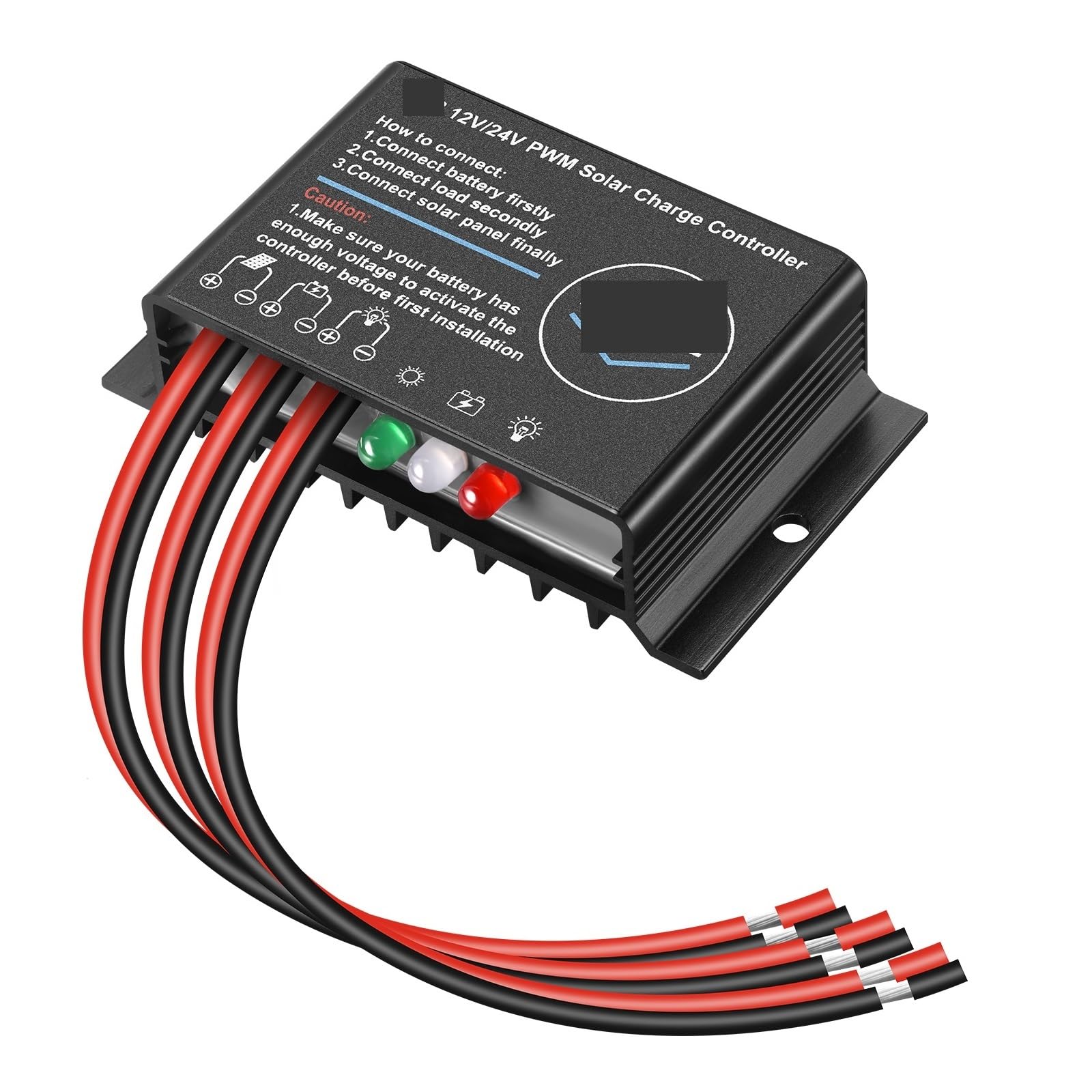 CUDTAPI 10A 20A 12V 24V Waterproof PWM Mini Solar Charge Controller Regulator With Cable(10A)
