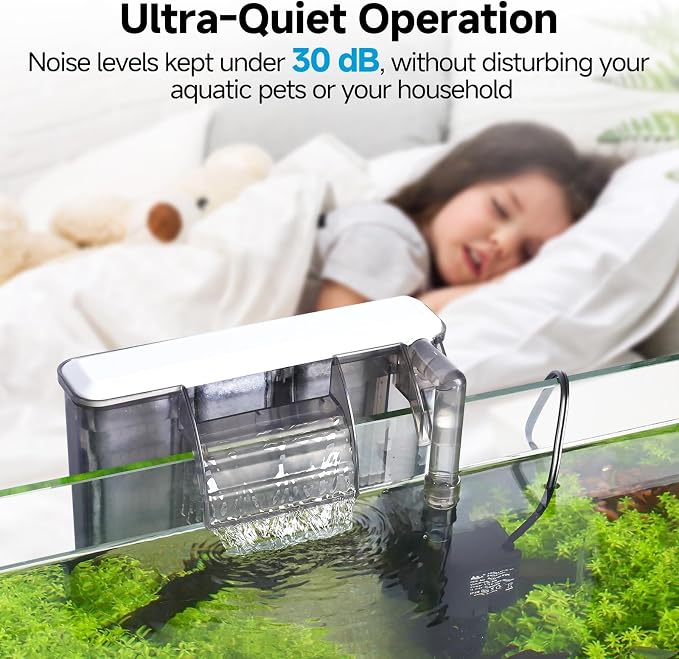 Filtro AQQA Quiet para Acuario de 20-30 Galones, Filtro Colgante para Tanque de Peces miniatura 4