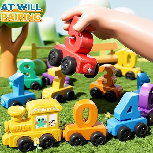 Miniatura 4 de Juego de tren de números magnéticos para niños de 1, 2, 3, 4 años, juguete para contar, clasificar colores, actividades educativas preescolares,