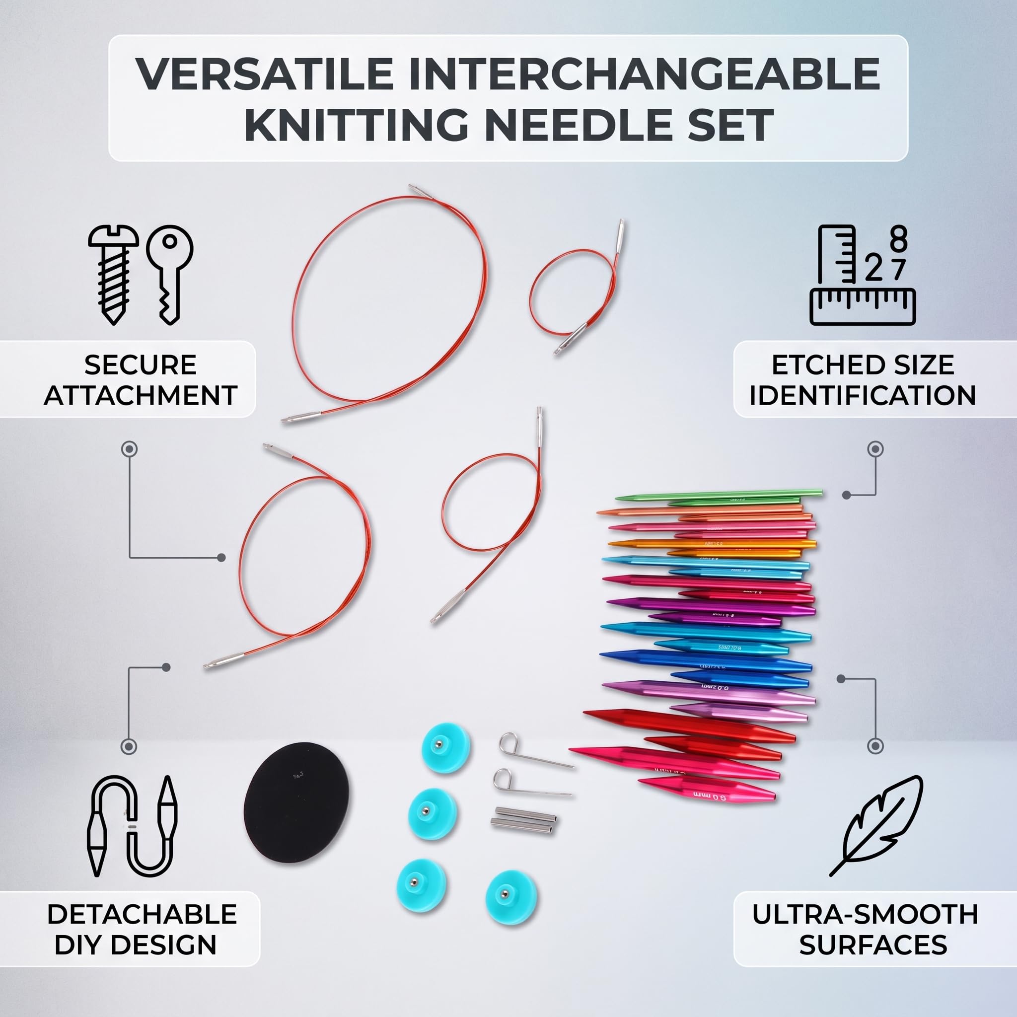 3 Bis 8 Mm Rundstricknadeln, Austauschbares Stricknadel-Set Mit Nadelspitzen für Handarbeit, Stricken und Basteln