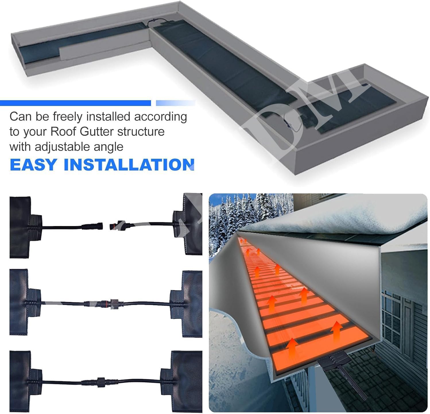Snow Melting Mats Outdoor, Snow Melting Walkway Mat, Non-Slip Heated Snow Mats, Roof Snow De-Icing Kit, for Stairs, Driveways, Walkways, Decks, Sidewalks
