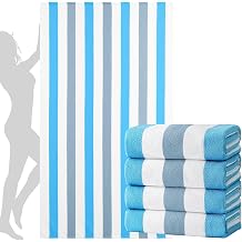 Jessy Home 4 Pack Striped Oversized Beach Towel Set, 40x70 Inch Microfiber Sandproof Quick Dry Super Soft Swim Towels, Absorbent Stylish Pool Towels, Swim Cover Up for Beach Vacation Travel