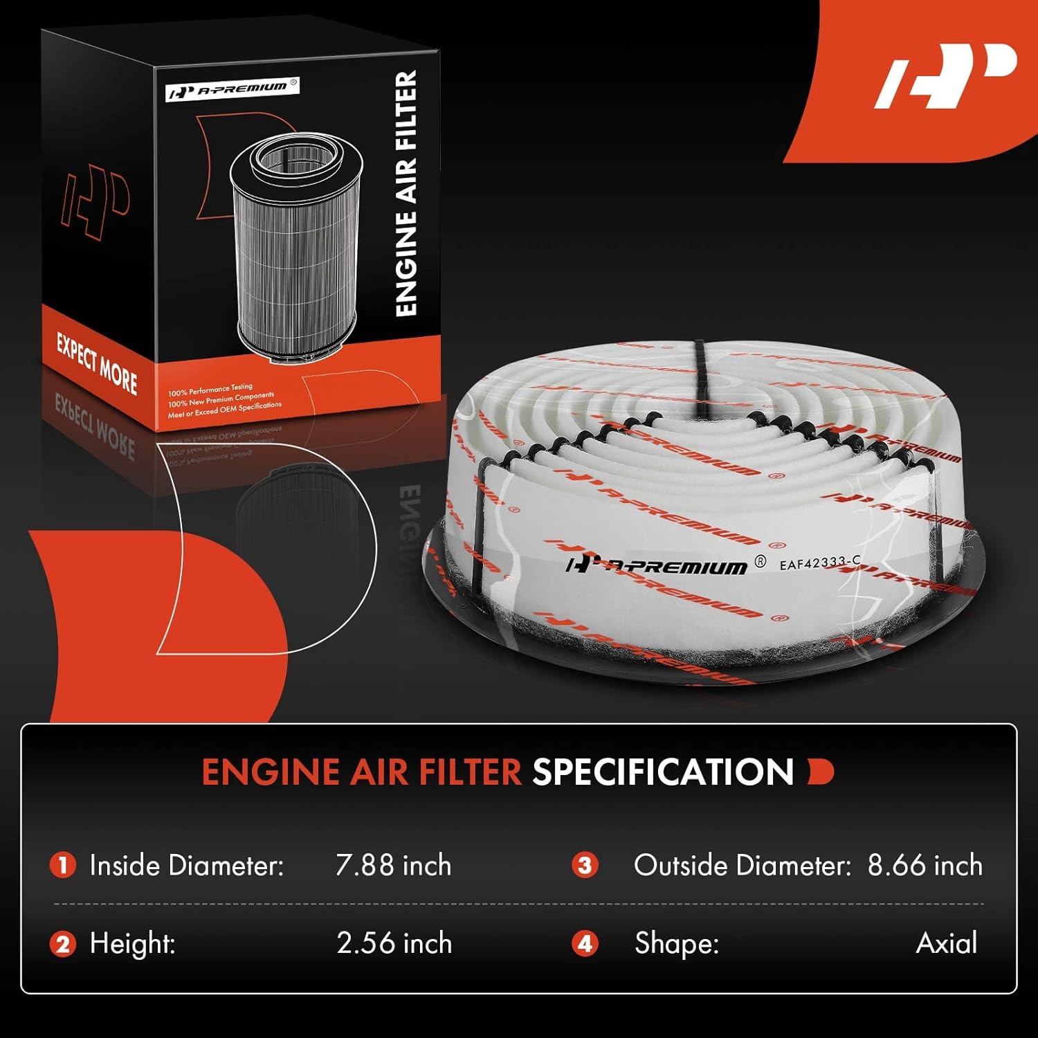 A-Premium Engine Air Filter Compatible with Toyota 4Runner 1988-1995, Supra 1986-1992, Cressida 1985-1992, MR2 1987-1989, Pickup 1988-1995 & Honda Passport & Isuzu Amigo, Pickup, Rodeo, Trooper