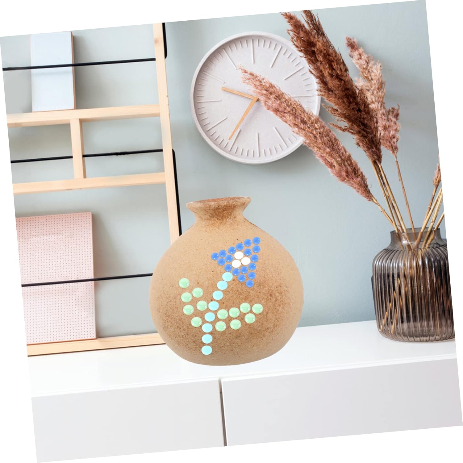 PAREKS 3pcs 3 Fish Tank Decorative Flat Beads Wedding Decor Colored Glass Plant Pebbles Fish Tank Glass Stones Jewelry Making Beads Round cabochons Dome Tiles Landscape Glass Decor gem/1101