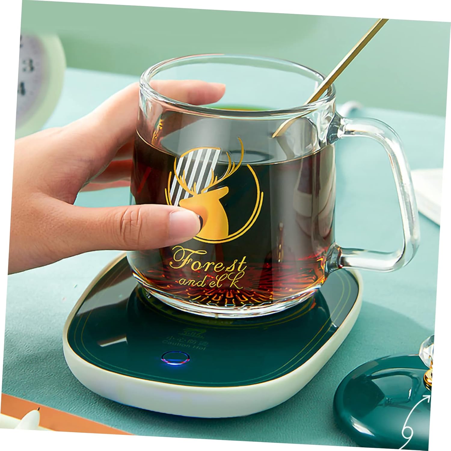 1Set Heating Coaster Insulation Cup Warmer with Cup Scoop for Coffee Tea Compact Design Material for Home Office Use Voltage Compatible