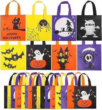 24Pcs Halloween Trick or Treat Bags Gift Candy Bag Non-woven 8 Styles