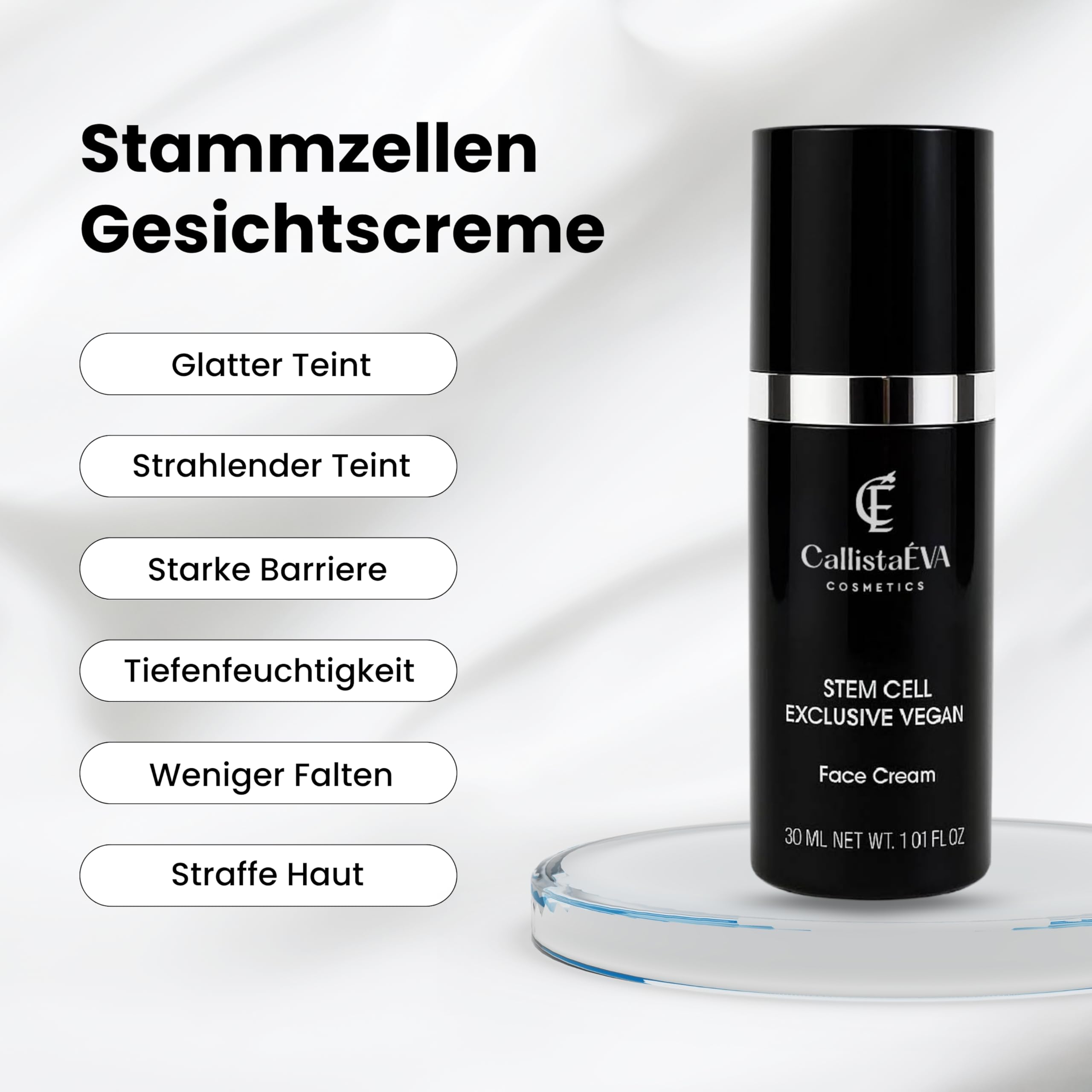 Vegane Stammzellen Gesichtscreme [Made in Germany] – Anti-Aging Pflege mit Argireline, Hyaluron & Apfel-Stammzellen – Straffende Creme gegen Falten – 50ml (50ML)