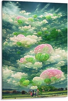 Amazon Co Jp 森林 天空の城ラピュタ 雲間城壁紙 キャンバス 壁アートホーム バスルーム 寝室 オフィス装飾 プリント芸術作品 インテリアx30inch 50x75cm ホーム キッチン