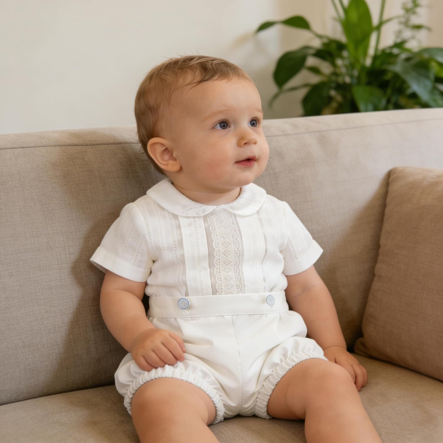 Booulfi 3-6 Month Boy Clothes Summer White Dress Shirt Shorts Boys 3T Summer Outfits Baptism Outfits Toddler Boy Short Set - Image 3