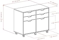 Vista 3 de Winsome Halifax - Cajoneras móviles de almacenamiento, 2 puertas, 4 cajones, para oficina en casa, color blanco