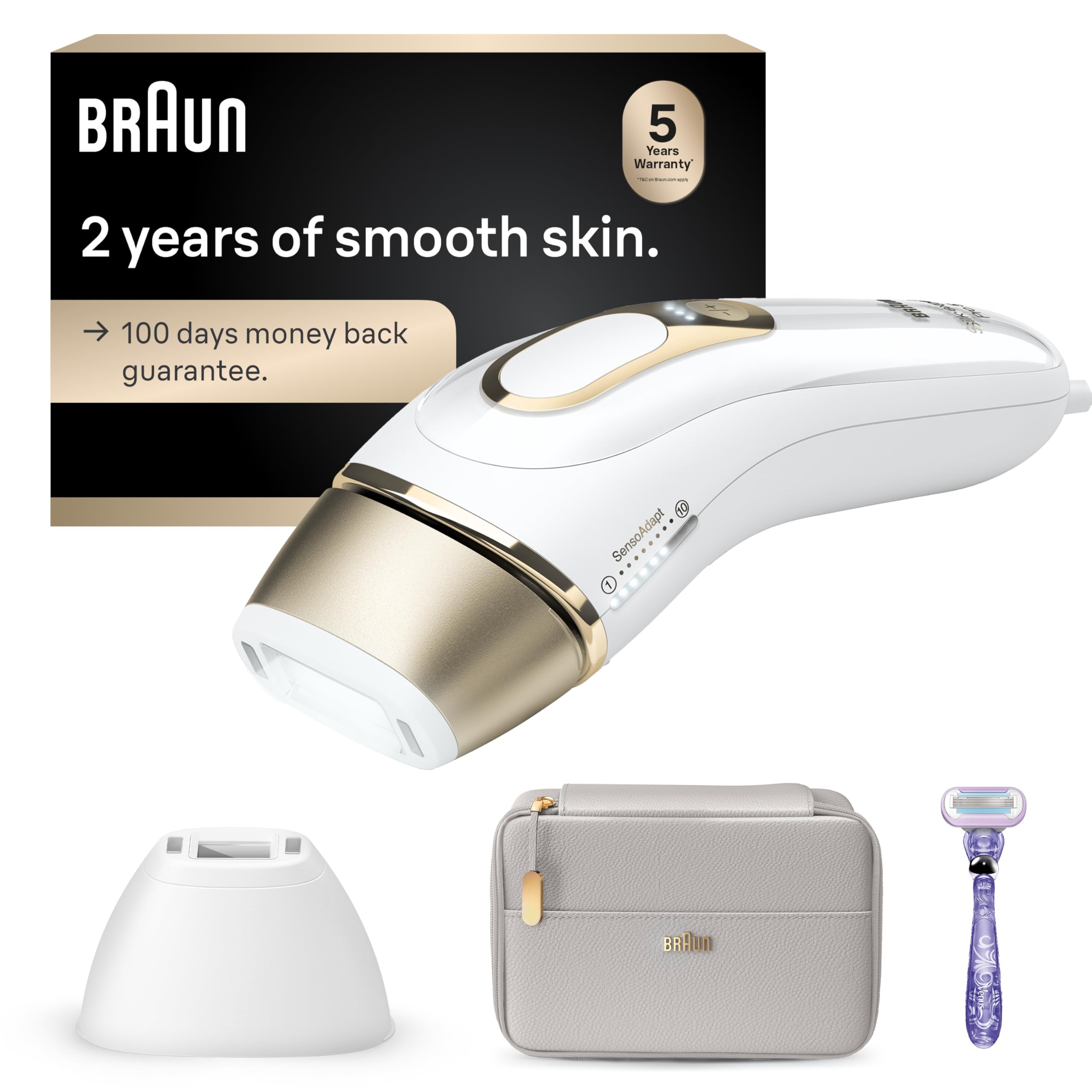 IPL Silk·Expert Pro 5 PL5157 Latest Generation IPL, Permanent Visible Hair Reduction, at-Home Hair Removal System with Soft Pouch and Precision Head