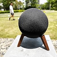 Vista 5 de Soporte de trípode de madera real para Alexa Echo Dots (4.ª generación) (5ª generación), soporte de madera con marco de metal y pies de silicona