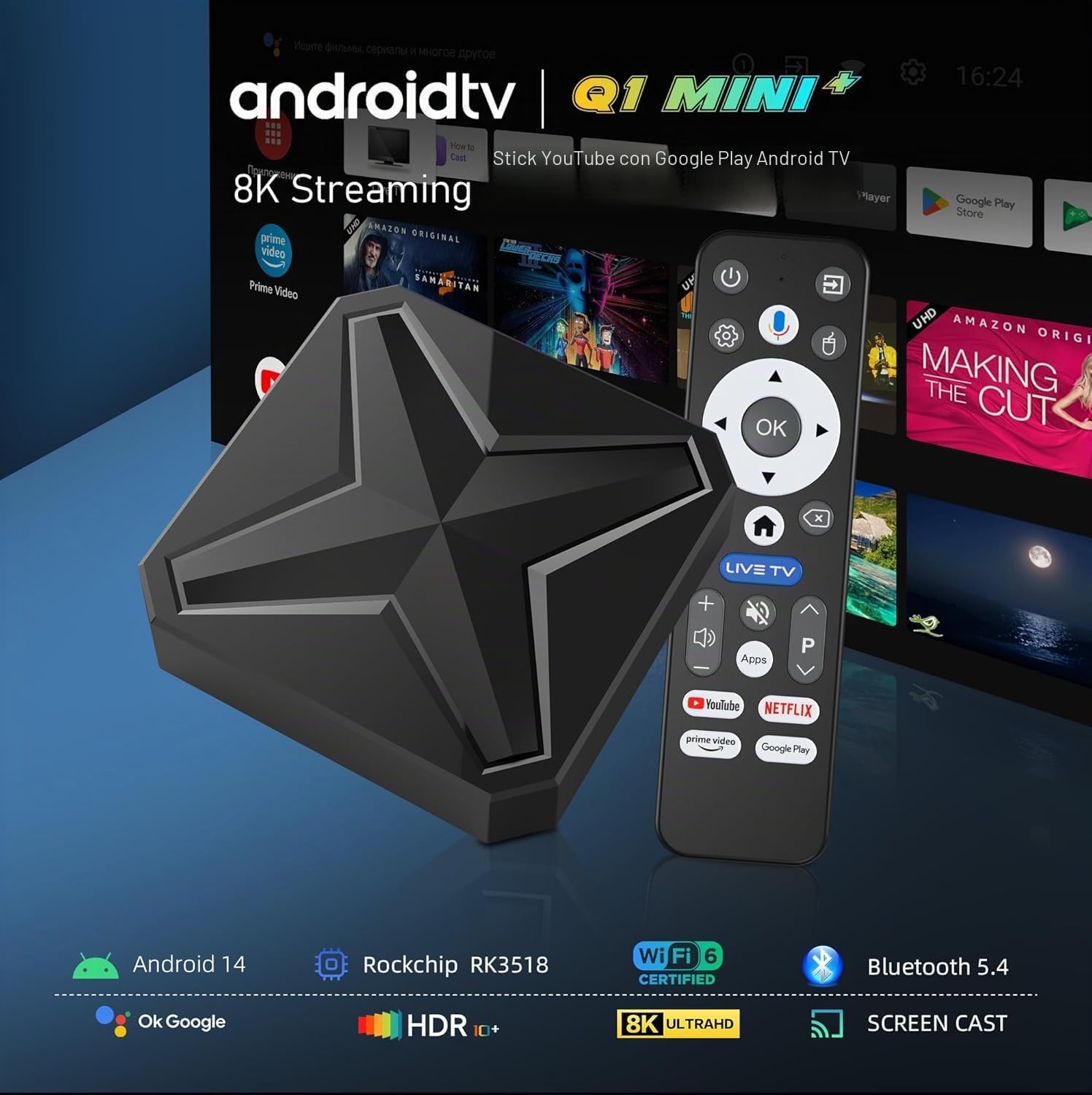 X88 PRO 5G Android 13.1 TV Box Ariete 2GB ROM 16GB H.265 HD 3D Dual WiFi 2.4G/5.8G Quad Core Android Smart Box Home Set Top Lettore