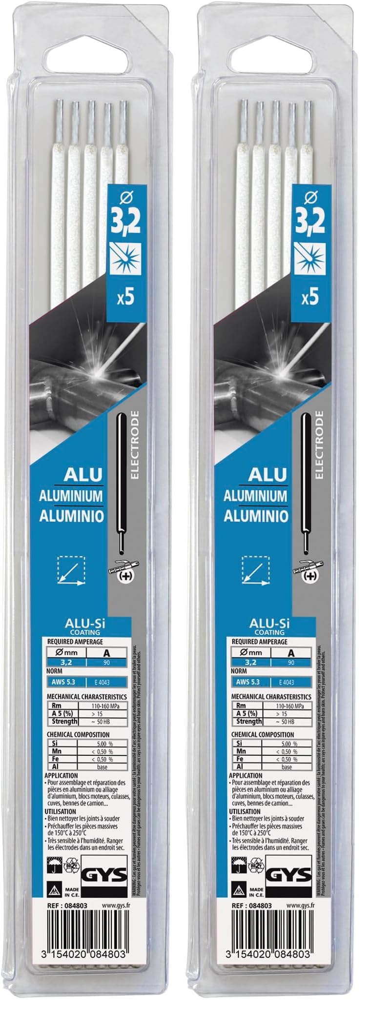 GYS - 5 ELECTRODOS ALUMINIO Ø 3,2 - BLISTER (Paquete de 2)