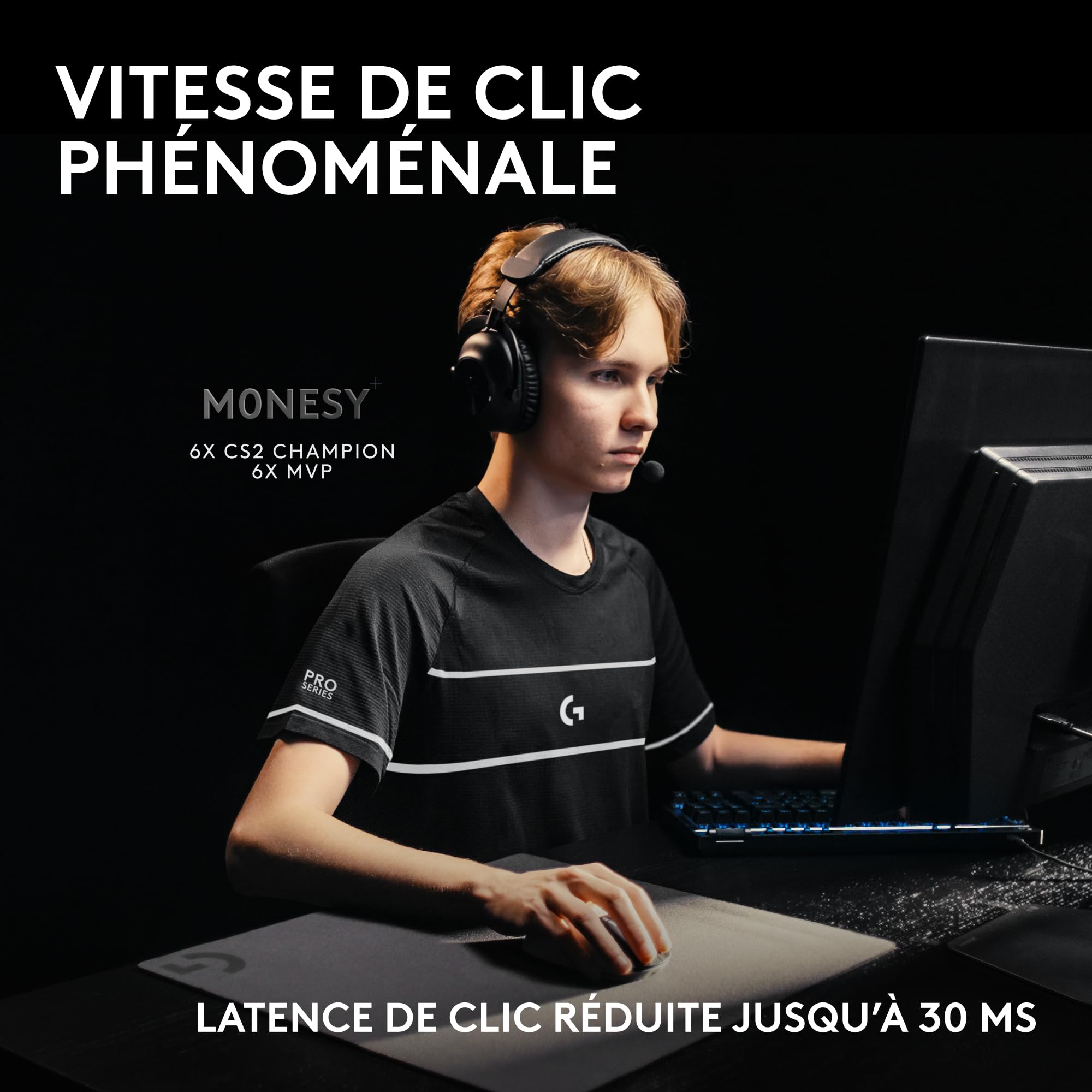 Logitech G Pro X2 SUPERSTRIKE Lightspeed Souris Gaming sans Fil, Ultra Rapide, extrêmement légère (61 g), haptique de clic Personnalisable, Recharge USB-C, pour PC/Mac/Laptop, German packaging - Blanc