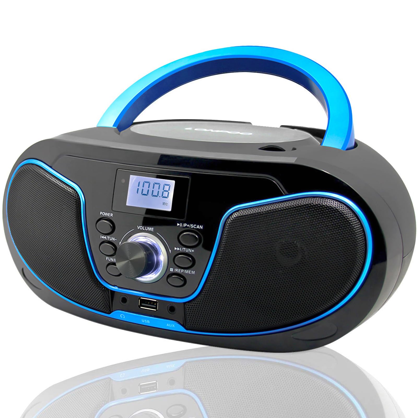 LONPOO CD Player Portable Boombox FM Radio, Bluetooth MP3/CD Player, with Aux-in, USB&Headphone Jack-image-20