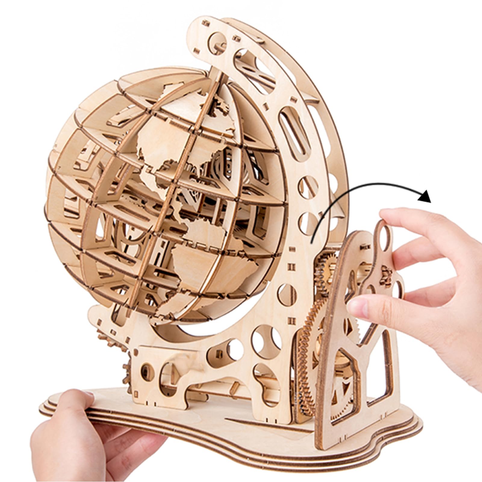 Kit di Modello Meccanico Globus Puzzle in Legno 3D Fai da Te Set Costruzione Autocostruzione Giocattolo Educativo Compleanno per Studenti Adolescenti e Adulti