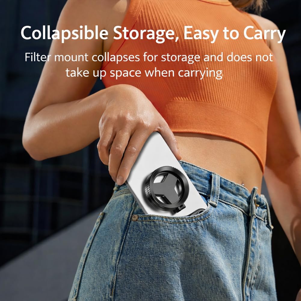 Filtro magnetico anti-riflesso per telefono, CPL 52 mm + filtro per fotocamera a stella e polarizzatore, attacco magnetico portatile pieghevole HD per iPhone, Samsung e Android (1)