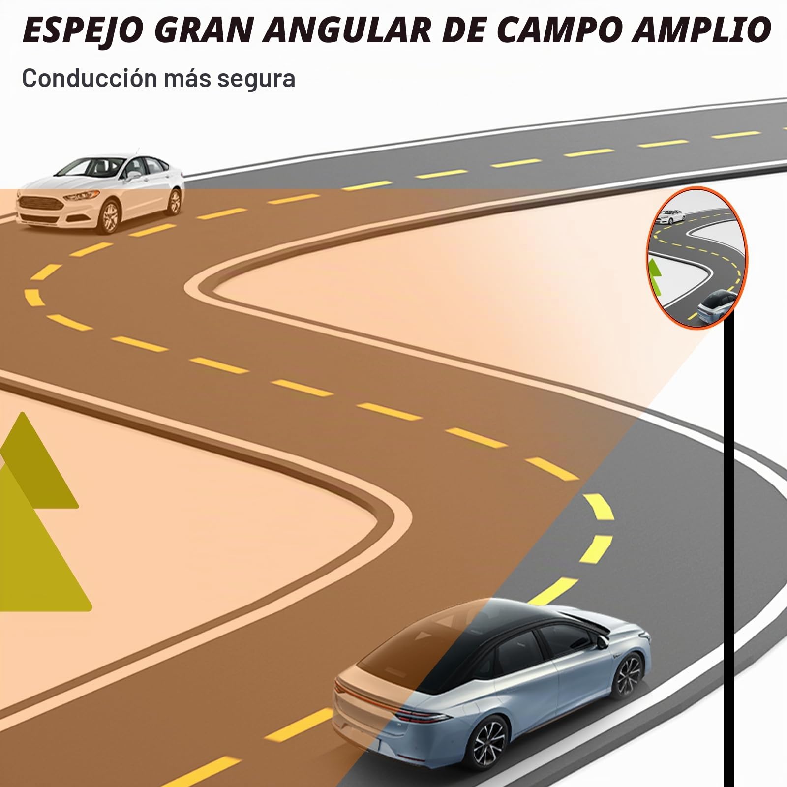 Espejo de tráfico convexo de 60 cm para garaje, entrada o parque, espejo de tráfico exterior con visión gran angular (soporte para interiores y exteriores)