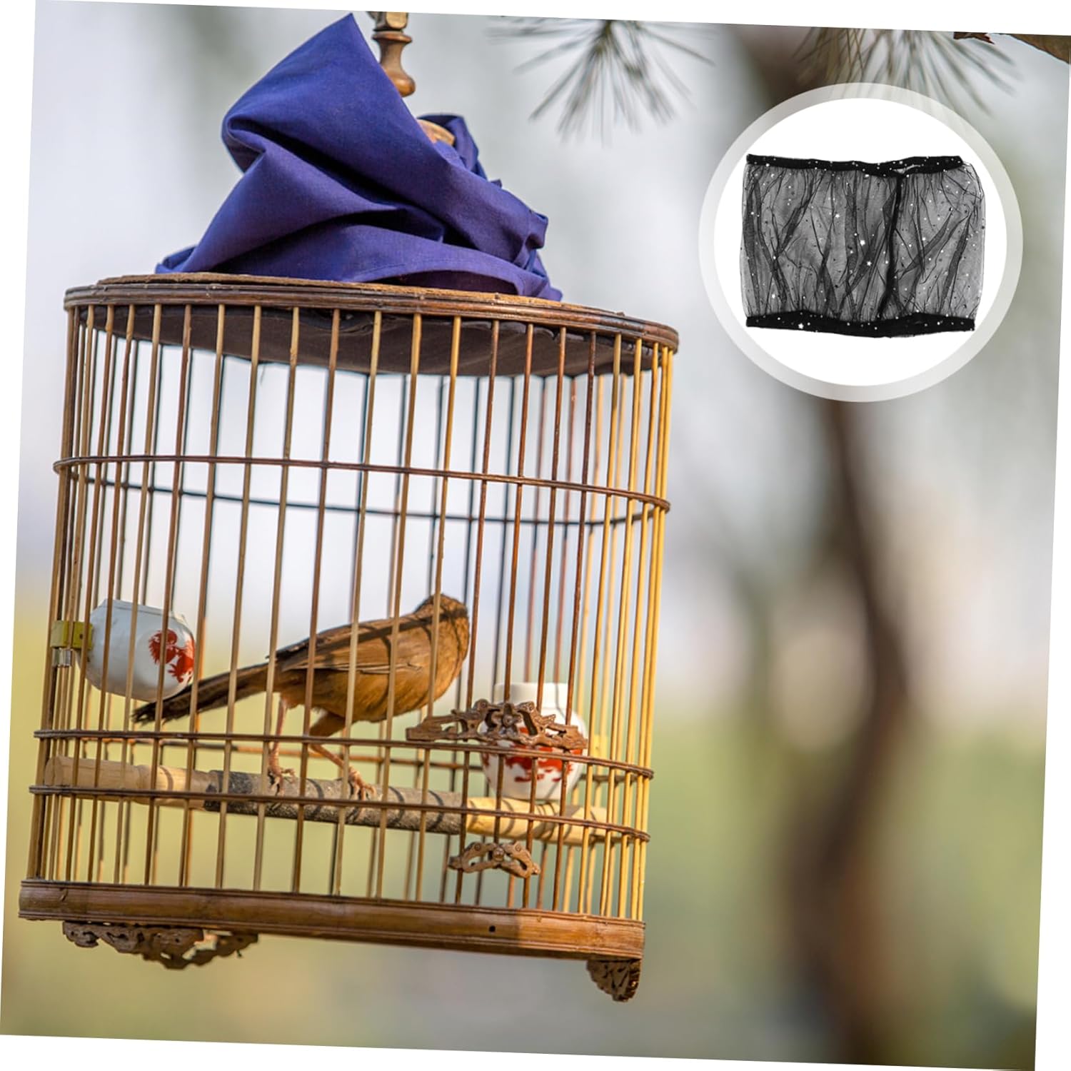 DOITOOL 6pcs Birdcage Mesh Net Cover Skirt Elastic Cage Cover for Parrot Parakeet Macaw Prevents and Splashes Fits Height and Cages Easy to Clean and Quick Drying