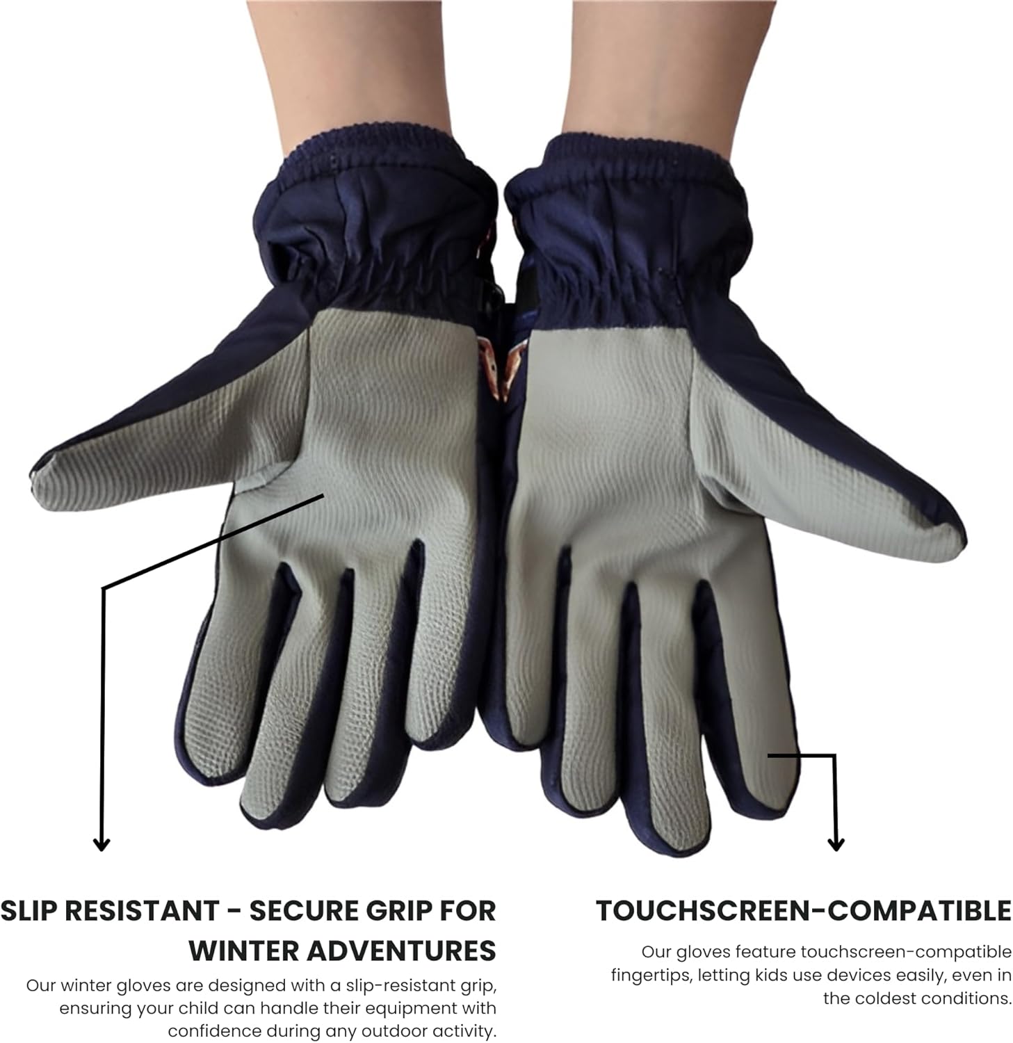 Playful Paws Waterproof Kids Snow Gloves (Ages 8-12) | Warm Boys & Girls Winter Gloves with Touchscreen | Windproof, Non-Slip Ski Gloves for Ages 8-10 & 10-12 Years - Image 7