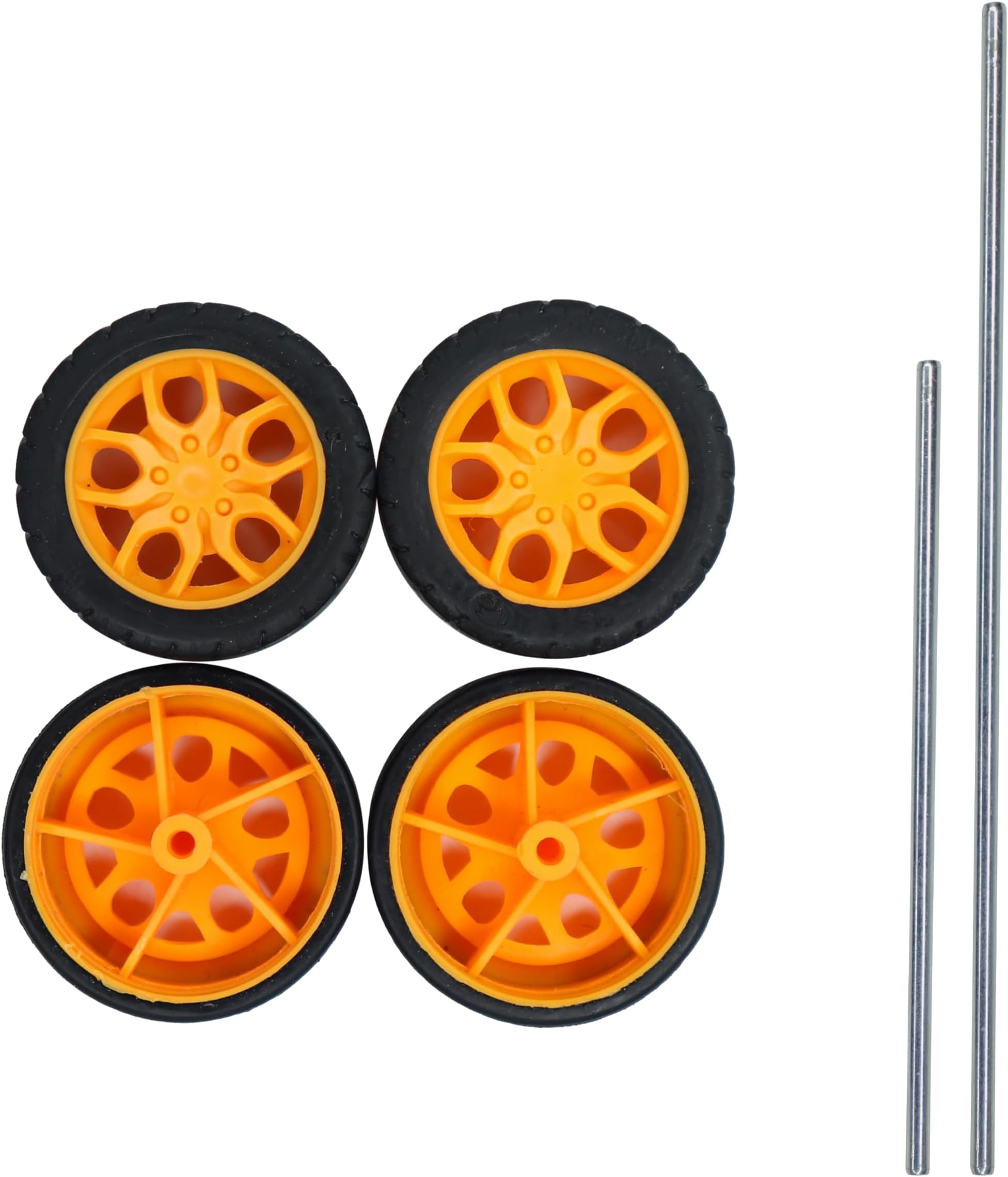 Electronic Spices 30mm x 11mm Hard Plastic Build Rubber Cover Orange Color RC Toys Cars Wheels with 2mm Round Rod Axles
