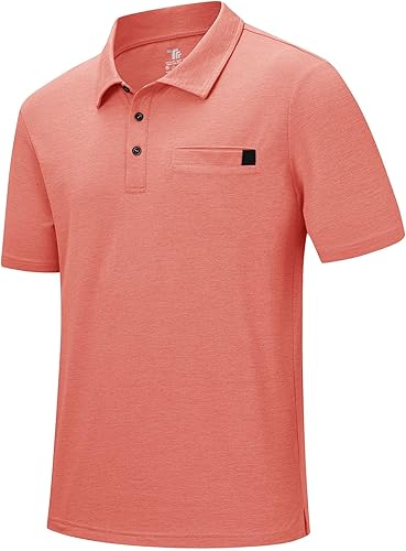Rdruko Camisas de golf de secado rápido para hombre, camisas polo de manga corta con cuello de bolsillo, camiseta casual de negocios