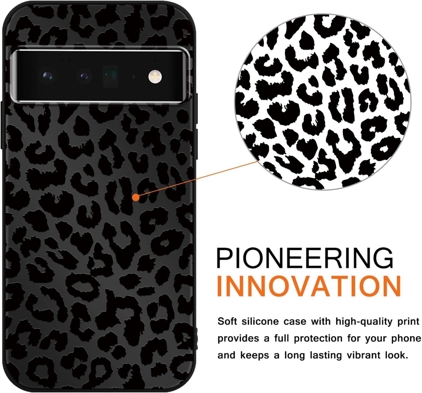 Cute Cheetah Print Phone Case for Google Pixel 6 Pro 5G 6.71, Aesthetic Coquette Black Leopard Pattern Design Case Soft Slim Shockproof TPU Protective Funda Cover for Women Girls