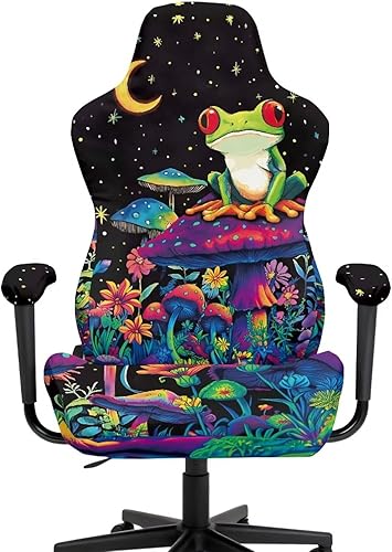 Miniatura 2 de Mushroom Gaming Chair Slipcover with Zipper Vibrant Computer Chair Covers Strtchable Boho-Chic Ergonomic Gamer Chairs Protector for Adults