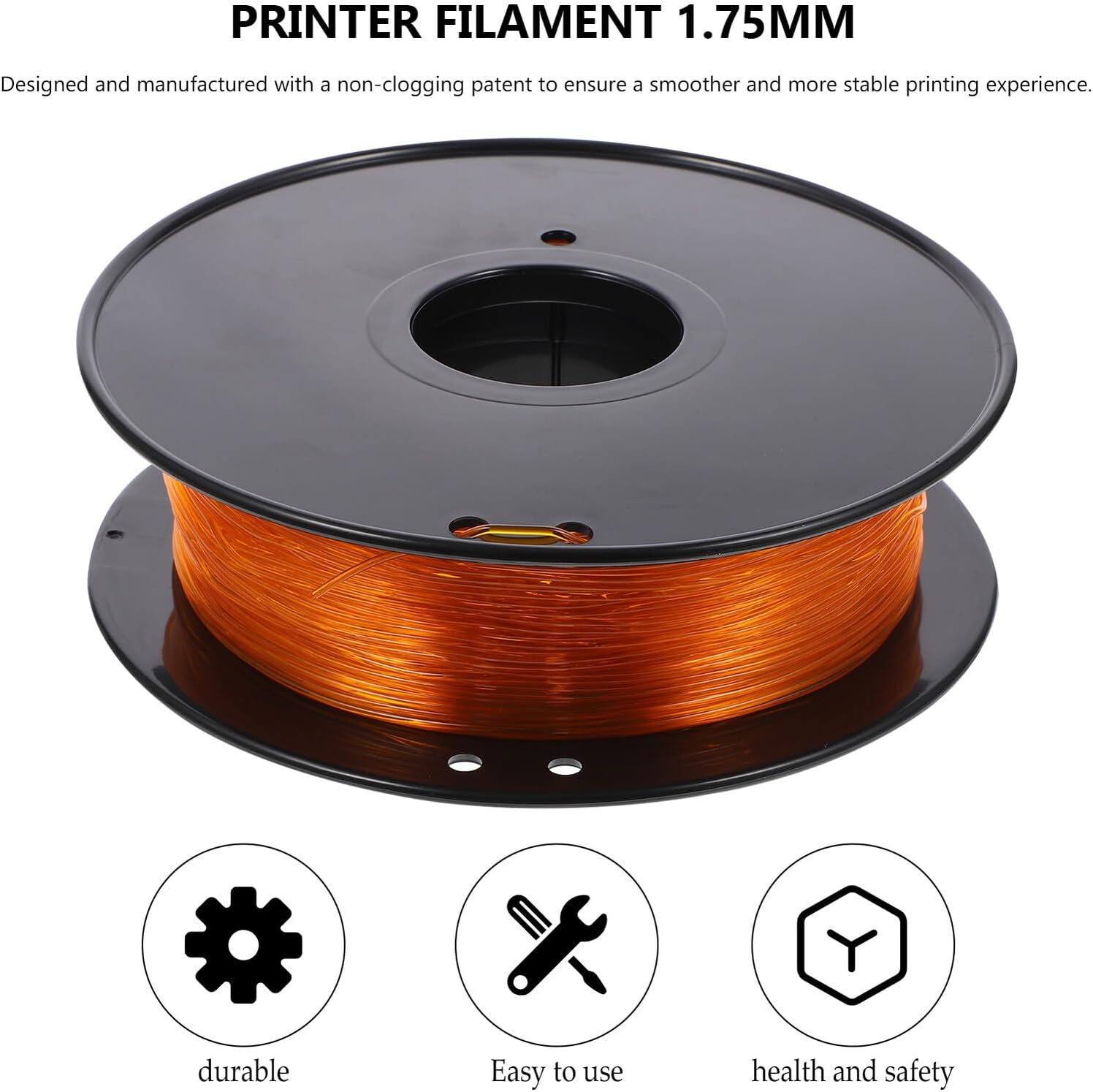 GALPADA TPU Printer Filament Flexible Transparent Orange Printing Material for Printers Wear-Resistant Durable Printing Supplies
