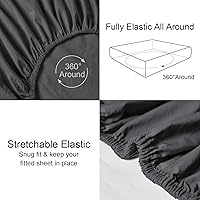 Vista 5 de PHF Sábana bajera ajustable de algodón 100% lavado en prenda, tamaño Queen - Cozy Cloud sábana inferior suave como lino solo con bolsillos profundos