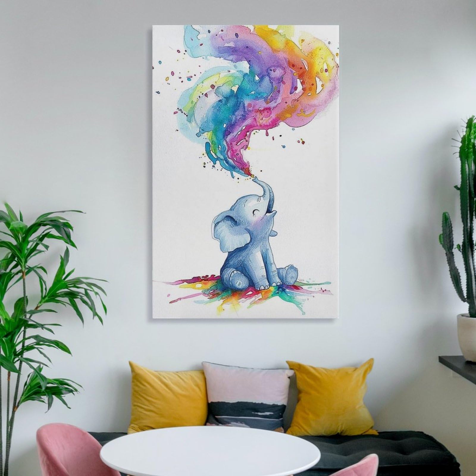 Amazon.com: Elephant Calf Cute Watercolor Style Colorful