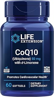 Life Extension Super-Absorbable CoQ10 (Ubiquinone) with d-Limonene, Heart Health Supplement, relieves General Fatigue, oxidative Stress Defense, 50 mg, Non-GMO, Gluten-Free, 60 softgels