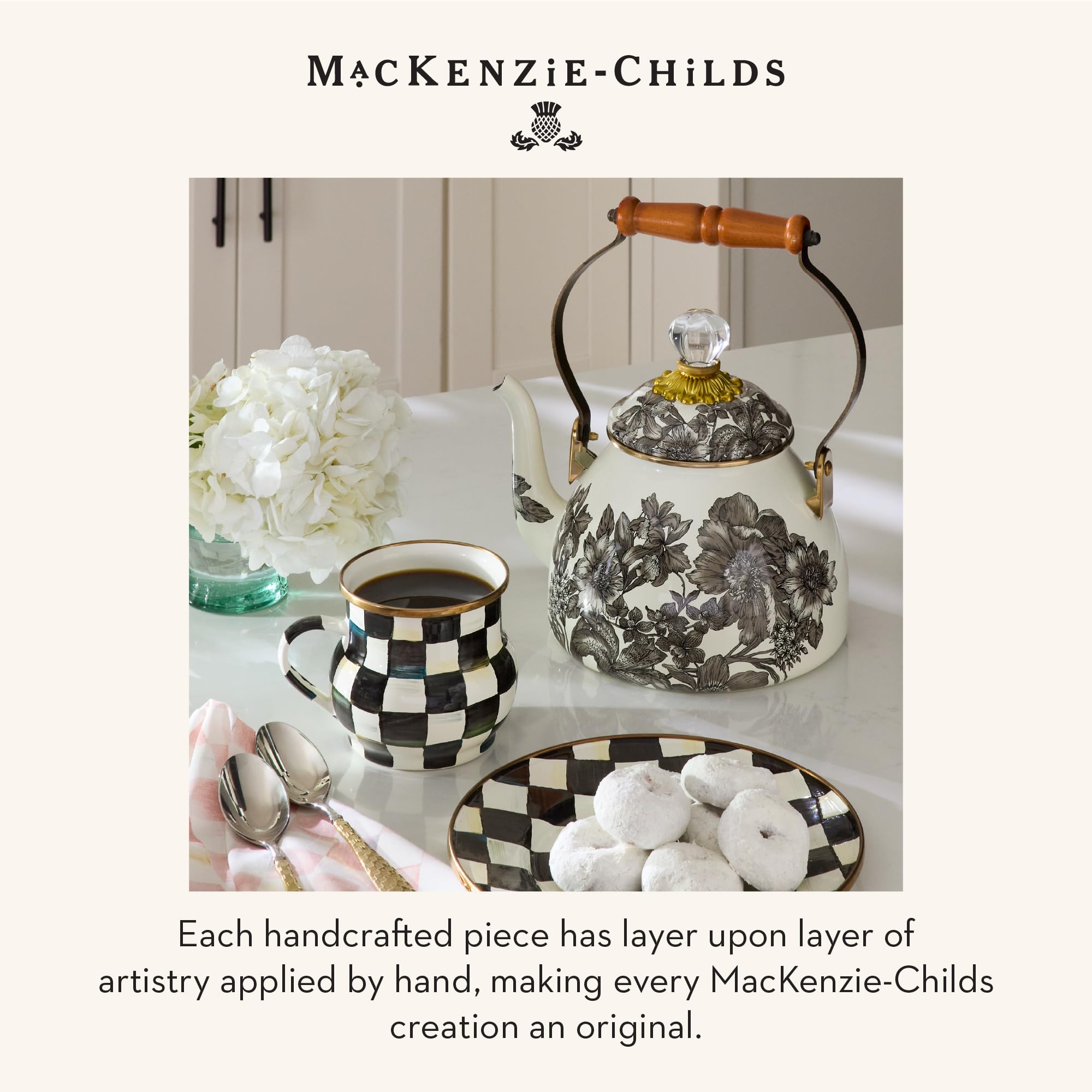 Amazon.com: MACKENZIE-CHILDS 2-Quart Enamel Tea Kettle, Cute Tea