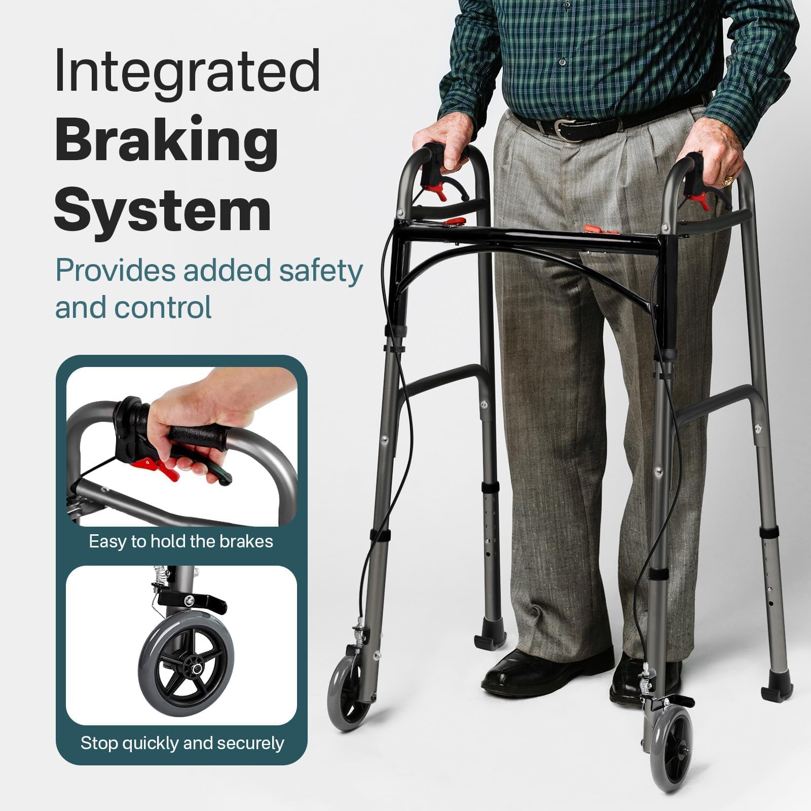 Eosprim Andador Con Freno Para Plegable Ancianos 2 Ruedas，Carro Plegable Con Ruedas，Andadores Interior Adultos，Caminadores Para Mayores，Andarilho Para Idosos，Andadores Para Personas Mayores，Muletas
