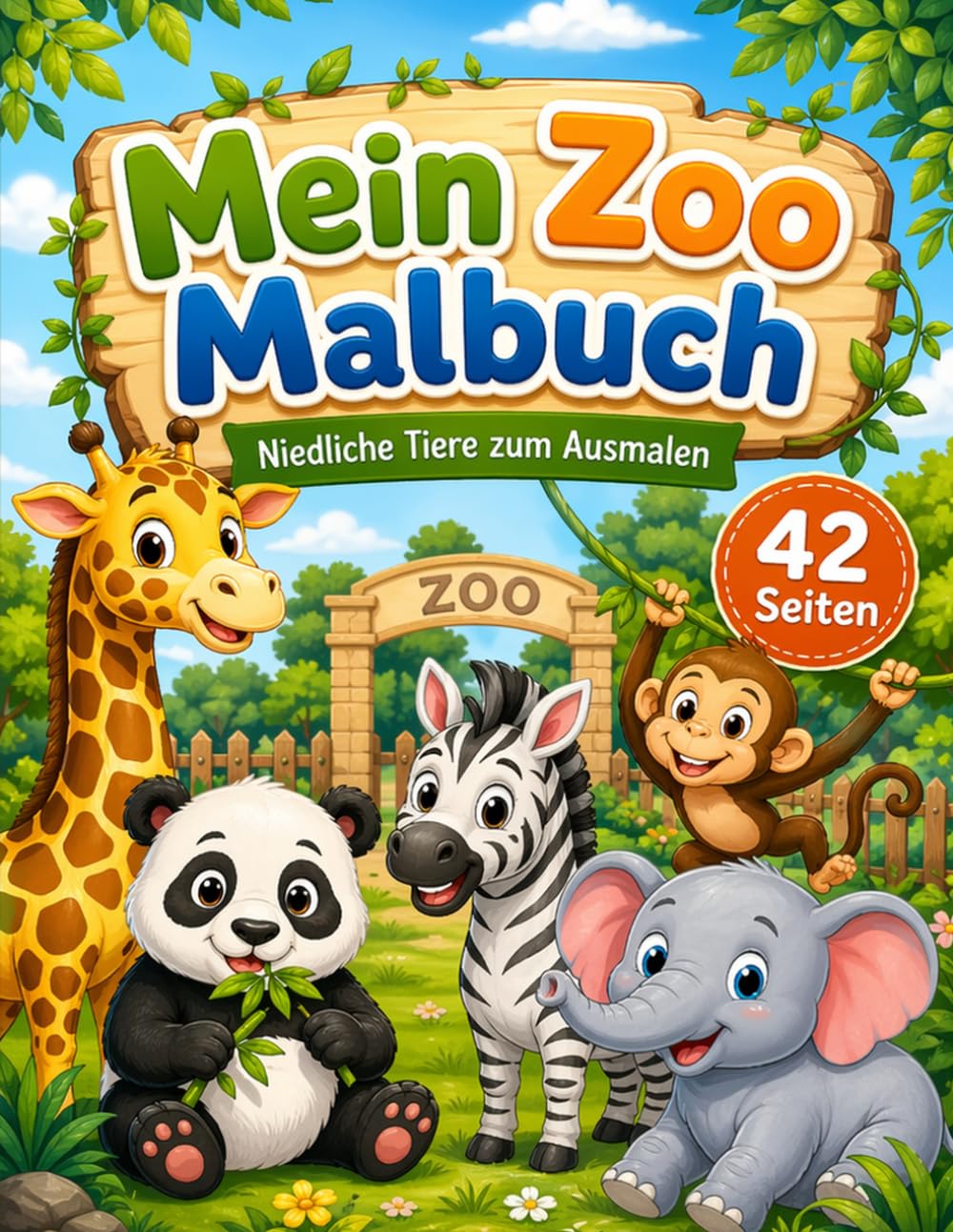 Mein Zoo Malbuch: Niedliche Tiere zum Ausmalen