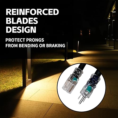 Miniatura 5 de Cable de extensión de 20 pies con iluminación navideña de 163 para exteriores, calibre 16, 3 clavijas, cable de extensión negro SJTW con enchufe de