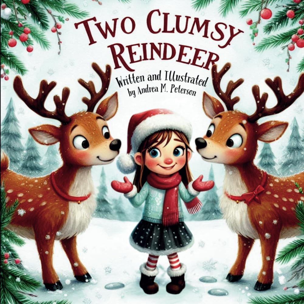 Two Clumsy Reindeer : Written and Illustrated by Andrea M. Peterson: A Heartwarming Christmas Story for Kids about Friendship, Empathy, Festive Fun, and Winter Adventures