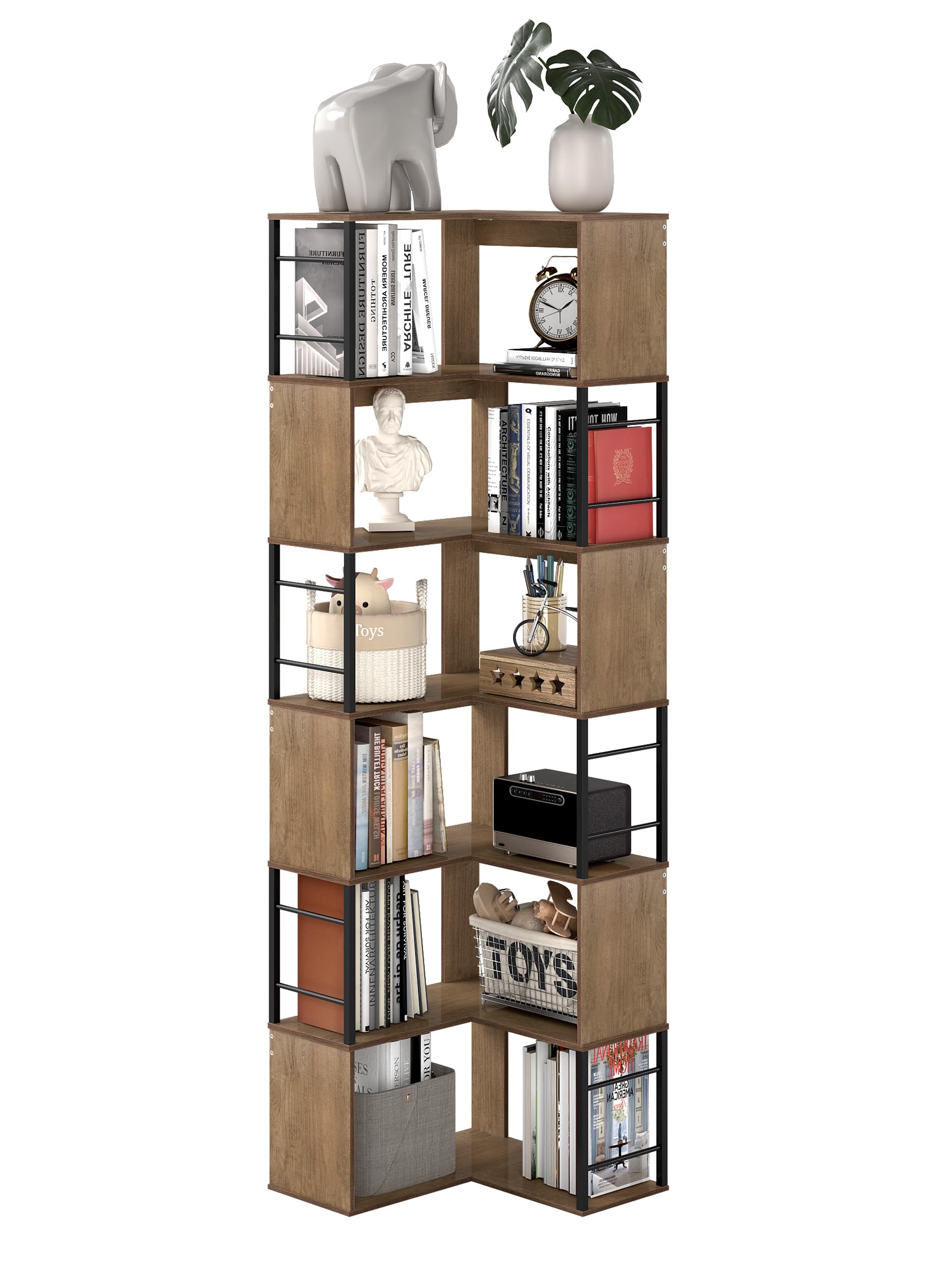 Amazon.com: Suuiwau 7 Tier L Shaped Corner Bookshelf, 74