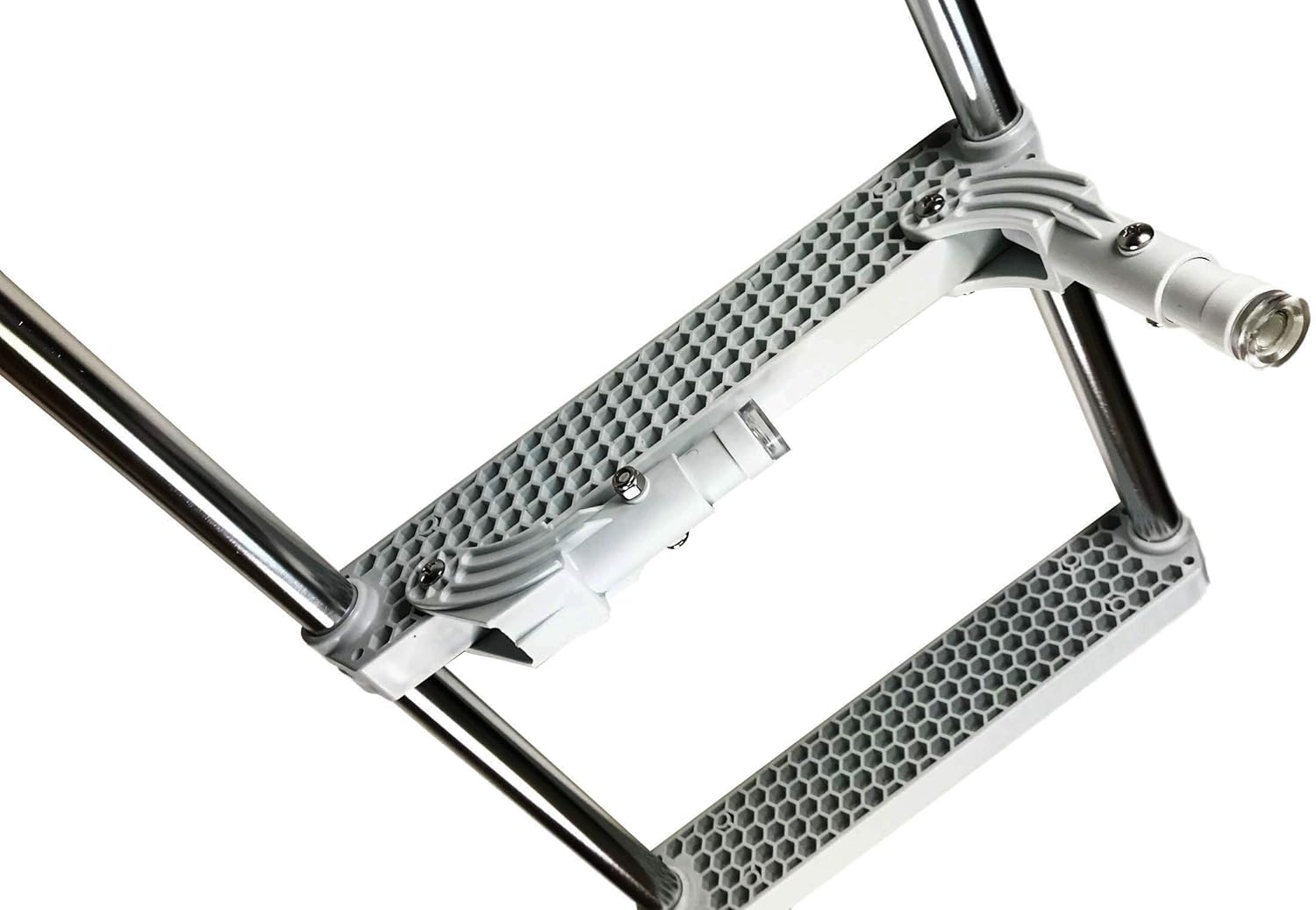 Marine Boat Aluminum White POLYETHYLENE Swim Boarding 3 Steps Ladder Hook 35X15