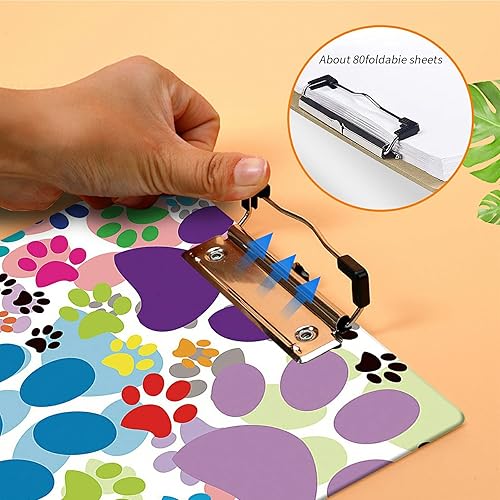 Vista 26 de Portapapeles con estampado de leopardo negro con soporte para bolígrafo, tamaño carta A4, lindo portapapeles de plástico con clip de perfil bajo