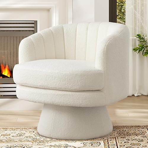 Silla giratoria con diseño de barril, silla moderna de mediados de siglo para sala de estar, dormitorio, espacios pequeños, sillón giratorio con