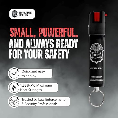 Miniatura 9 de Police Magnum Herramienta de seguridad compacta de defensa personal en aerosol de pimienta, soporte fuerte integrado para llavero, pequeño