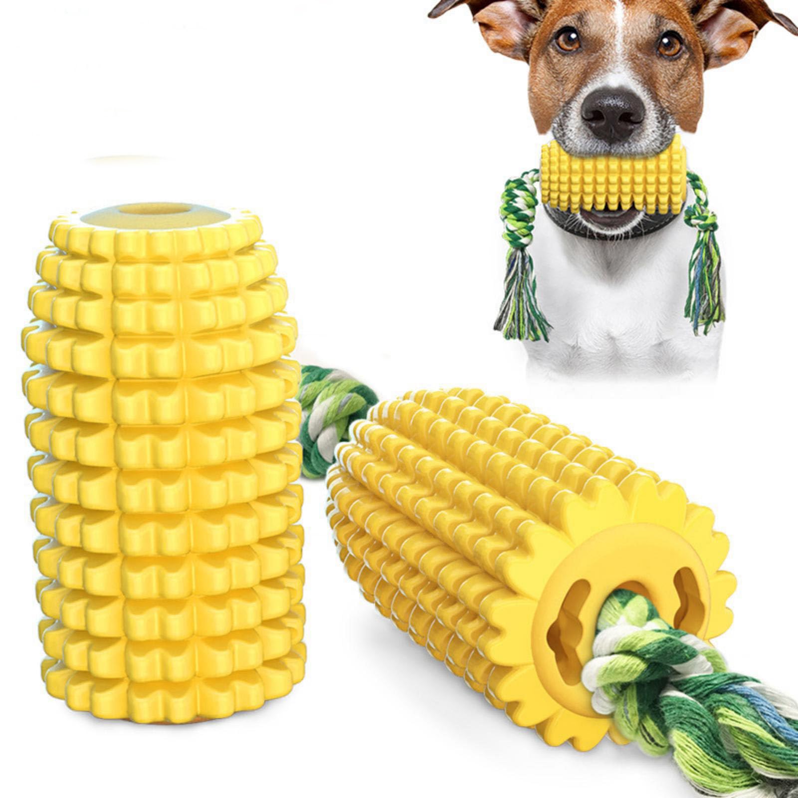 Indestructible Dog Toy for Aggressive Chewers - Tough Chew Toys for Dogs, Durable Rubber Corn Dog Toy to Keep Them Busy, Non-Toxic & Long Lasting Chew Toy for Boredom (Large)