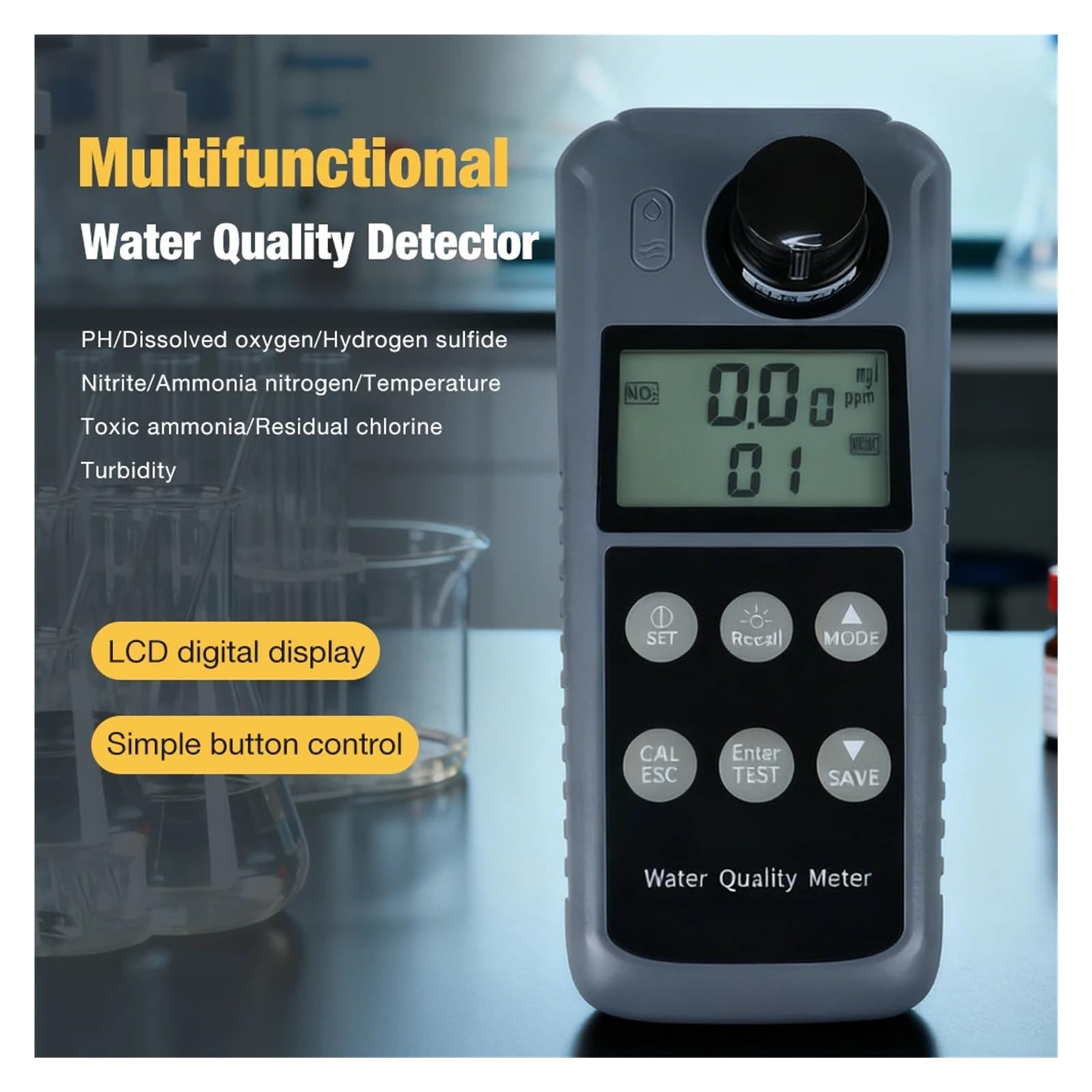 Multiparameter-Wasserqualitätstester Tragbares Tragbares Trübungsmessgerät Mit LCD-Display 0,00-1000 NTU für die Pflanzenweinindustrie(Turbidity Meter)