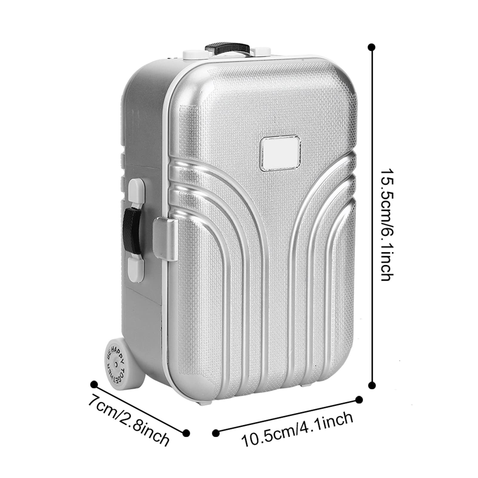 Valigia da viaggio per bambole, mini valigia trolley con apertura e chiusura per il trasporto dei bagagli, giocattolo per valigia arrotolabile (argento)