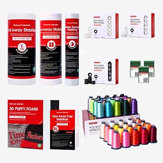 BAI Embroidery Kit with Thread, Needles, Bobbins & Stabilizers