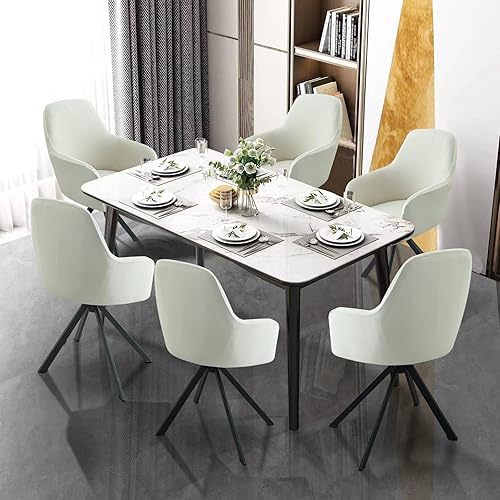 Miniatura 7 de Iauddy Funda giratoria para silla de comedor para oficina, silla de escritorio de oficina elástica con respaldo medio, protector de silla de brazo