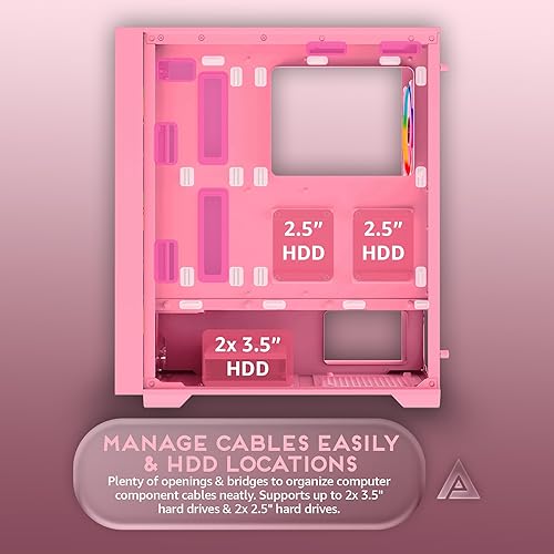 Miniatura 7 de Apevia Inspire-PK Inspire Mid Tower ATX - Funda para PC gaming con 4 ventiladores ARGB de 4.724 in, 366 modos de luz RGB, 1 panel frontal de flujo